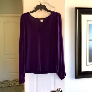 Purple top with cut-out sleeves